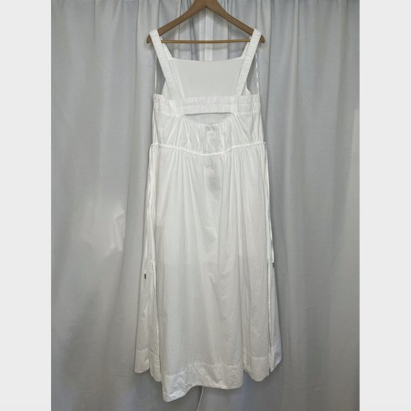 SOLD NWT Country Road White Cotton Maxi Dress Size 16 Elastic Detail Tie Slit - Picture 3 of 16